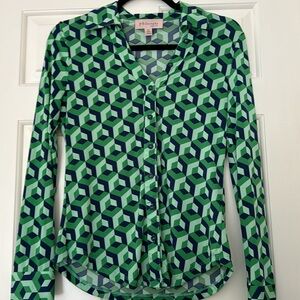 Philosophy Women's Shirt Size S Geometric Button Down Collared Long Sleeve